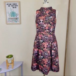 Taylor Fit and Flare Brocade Plum Multi Sz 12